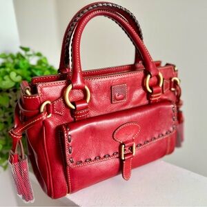 Dooney & Bourke Florentine Leather Medium Pocket Satchel in Red EUC